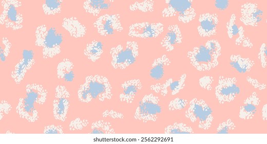 Dynamic seamless pattern featuring abstract spots on a pastel pink background. Minimalist animal-inspired plain print. Perfect ornament for fashion textiles, modern decor,  creative branding designs