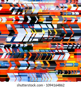 Dynamic seamless texture. Blue and red colors. Arrows and stripes. Abstract vector background for web page, banners backdrop, fabric, home decor, wrapping, sports and boys design.