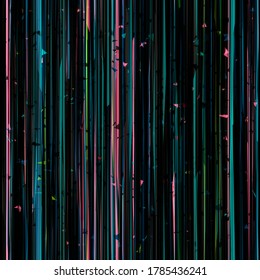 Dynamic seamless texture from lines and small triangles. Blue, black, pink pattern. Abstract vector background for web page, banners backdrop, fabric, home decor, wrapping