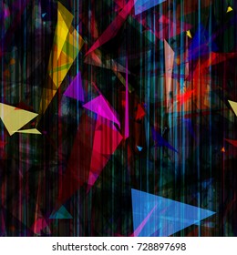 Dynamic seamless texture with vertical lines and triangles. Dark pattern. Abstract vector background for web page, banners, fabric, home decor, wrapping 