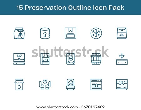 A dynamic set of 15 icons in Outline style, tailored for Preservation and suited for digital products.