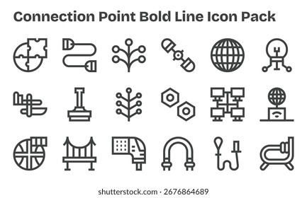A dynamic set of 18 icons in Bold Line style, tailored for Connection Point and suited for digital products.