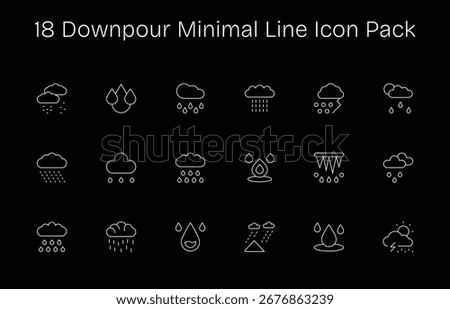 A dynamic set of 18 icons in Minimal Line style, tailored for Downpour and suited for digital products.
