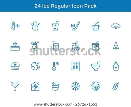 A dynamic set of 24 icons in Regular Outline style, tailored for Ice and suited for digital products.