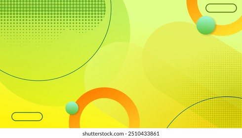 Dynamic shape background abstract with wave gradient green and yellow liquid shape composition, line, circle, space for text for futuristic ads, booklets, banners and wallpaper.