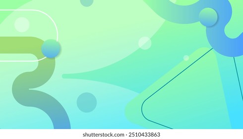 Dynamic shape background abstract with wave gradient green and blue liquid shape composition, line, circle, space for text for futuristic ads, booklets, banners and wallpaper.