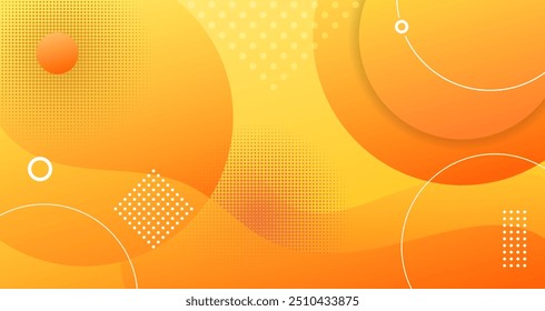 Dynamic shape background abstract with wave gradient yellow and orange liquid shape composition, line, circle, space for text for futuristic ads, booklets, banners and wallpaper.