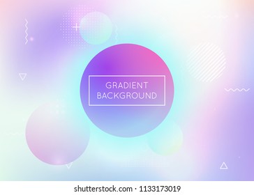 Dynamic shape background with liquid fluid. Holographic bauhaus gradient with memphis elements. Graphic template for flyer, ui, magazine, poster, banner and app. Fluorescent dynamic shape background.