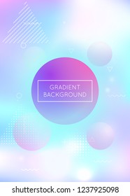 Dynamic shape background with liquid fluid. Holographic bauhaus gradient with memphis elements. Graphic template for book, annual, mobile interface, web app. Bright dynamic shape background.