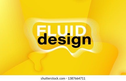 Dynamic shapes. 3D background. Modern design. Yellow color. Minimal poster. Vector illustration.