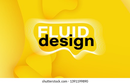 Dynamic shapes. 3D background. Modern design. Yellow color. Minimal poster. Vector illustration.
