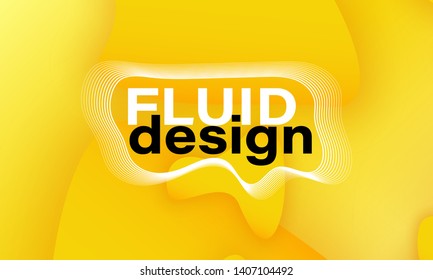 Dynamic shapes. 3D background. Modern design. Yellow color. Minimal poster. Vector illustration.