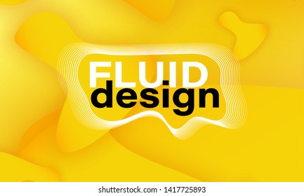 Dynamic shapes. 3D background. Modern design. Yellow color. Minimal poster. Vector illustration.