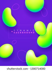 Dynamic shapes composition. Modern green bubble shape illustration. Creative background design in 3D style with purple color.