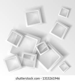 Dynamic shapes on a white background. Design for abstract geometric background consisting of dynamic shapes, intersecting shapes. Vector. Infographics