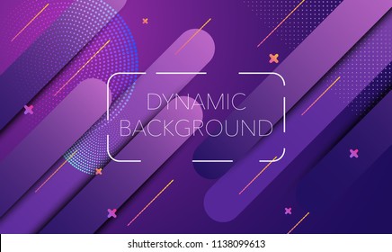 Dynamic shapes Vector Trendy Background. Creative Bright Violet Dark Landing Page Template. Banner Dark Gradient Theme. Vector Illustration.