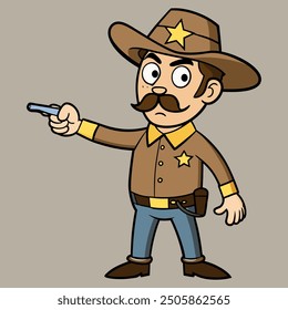 Dynamic sheriff pointing his finger, perfect for creating bold and iconic Western-themed digital projects! 