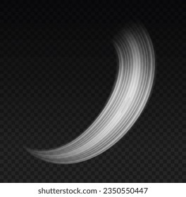 Dynamic shiny waves. Twist with sparkle dust. White glowing motion line. Light sparkling effect. Luminous lines of speed. Magic speed flying trails of shine, bright shimmer particles fly Vector