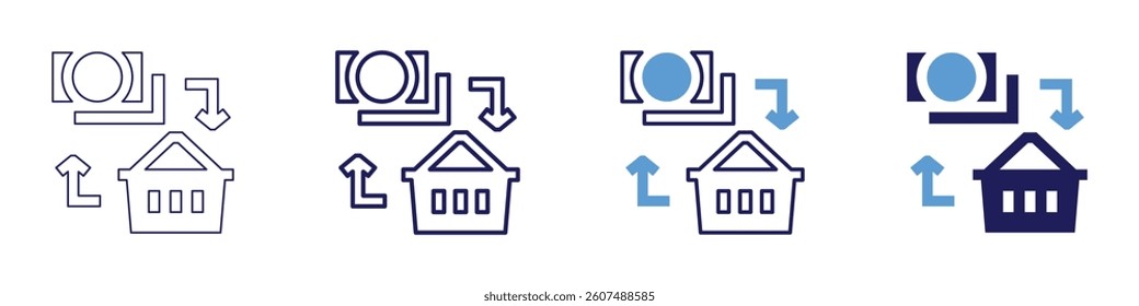 Dynamic shopping incentives icon in 4 different styles. Thin Line, Line, Bold Line, Duotone. Duotone style. Editable stroke.