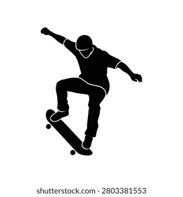 Dynamic silhouette captures a young male performing an acrobatic skateboarding maneuver. Ideal for sports and lifestyle promotions.