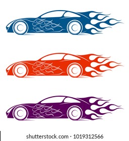 Dynamic silhouette of the car, logo automotive topics