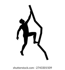 Dynamic silhouette climbing a sturdy vertical bar with athletic grace
