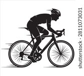 Dynamic silhouette of a cyclist racing on a road bike.