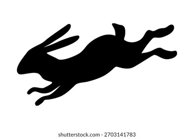 Una silueta dinámica que representa un conejo saltando en movimiento