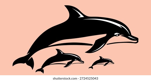  dynamische Silhouette von Delphin Springen mit Anmut