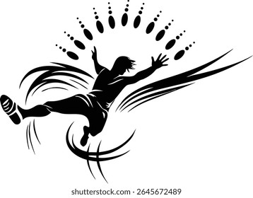 Dynamische Silhouette eines springenden Athleten