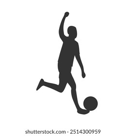 Dynamic Silhouette Kicking Soccer Ball at Dusk
