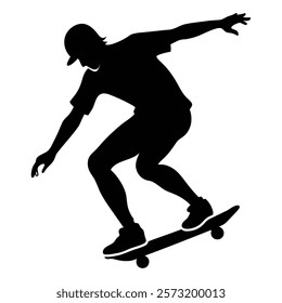 Dynamic Silhouette of a Man on Skateboard
