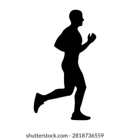 A dynamic silhouette of a man running, capturing movement and energy, set against a plain white background for versatile use.