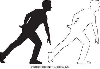 A dynamic silhouette of a man in a running motion, conveying energy and movement.