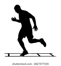 Dynamic silhouette of a man running on a treadmill, emphasizing movement, fitness, and exercise in a high-energy workout scene.