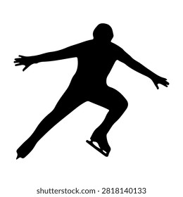 Dynamic silhouette of a person ice skating, capturing movement and grace on the ice surface, emphasizing sport and winter activity.