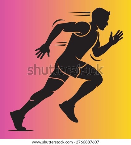 Dynamic silhouette of a runner sprinting with determination and speed in action pose