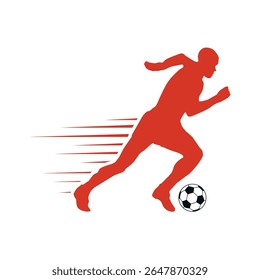 Dynamic silhouette of a soccer player in action, emphasizing speed and athletic skill. Good for logo icon, logo brand etc