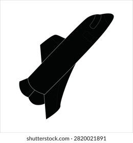 Dynamic silhouette of a space rocket launching upward with silhouette