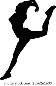 A dynamic silhouette of a woman dancing, captured in mid movement. The image conveys a sense of freedom, joy, and energy.