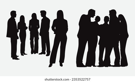 Dynamic Silhouettes, Professional Business People Engaged in Productive Group Discussions