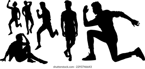 "Dynamic Silhouettes: A Set of Men in Action"
"The Many Poses of Men: A Silhouette Collection"
"Men in Motion: A Set of Silhouettes"