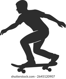 dynamic silhouettes of skateboarder performing tricks and stances.