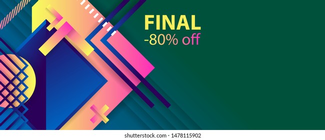 Dynamic simple geometric abstract final sale banner vector banner design. Color creative 3d