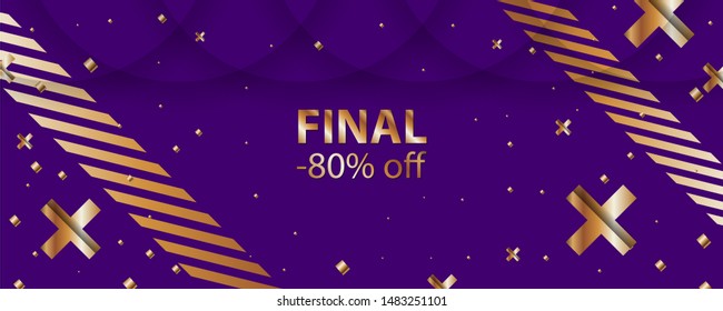 Dynamic simple geometric abstract final sale banner vector banner design. Color creative 3d