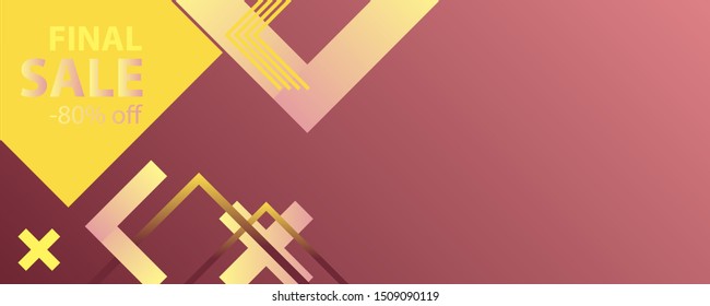 Dynamic simple geometric abstract final sale banner vector banner design. Color creative 3d universe with lines, dots, gradients