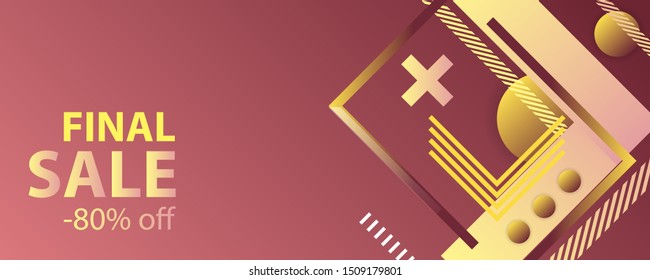 Dynamic simple geometric abstract final sale banner vector banner design. Color creative 3d universe with lines, dots, gradients