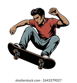 Dynamic Skateboarder in a Freestyle Trick