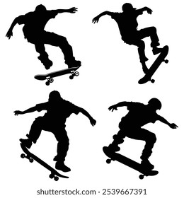 Dynamic Skateboarder Silhouette: A Study in Movement