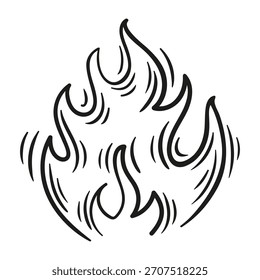 Dynamic sketch-style flames in bold, with fluid lines and sharp flame cones minimalist vector art for a vivid, energetic accent.